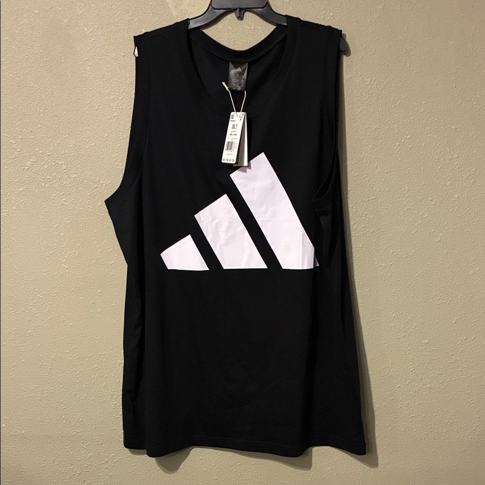 Adidas Black Tank with White Logo and blue SZ2XLT 2 and M is blue